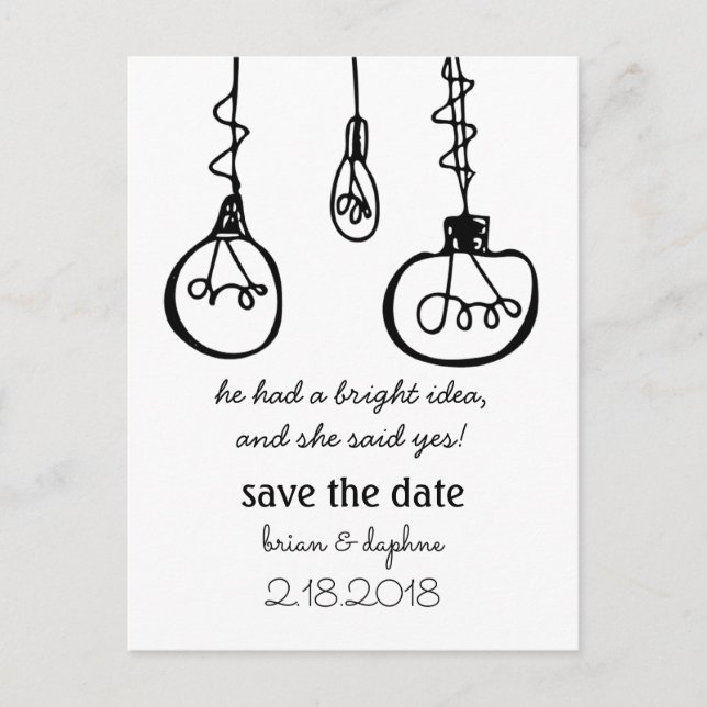 Cartão Postal Edison Light Bulb Save Date (A lâmpada Edison salv (Frente)