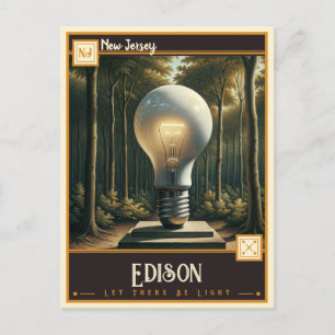 Cartão Postal Edison, Nova Jérsei Vintage