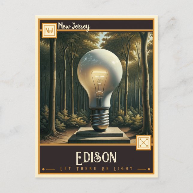 Cartão Postal Edison, Nova Jérsei | Vintage (Frente)