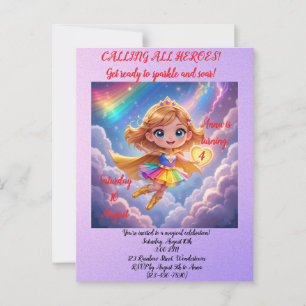 Cartão Postal Editable Birthday Invitation – Superheroine Theme