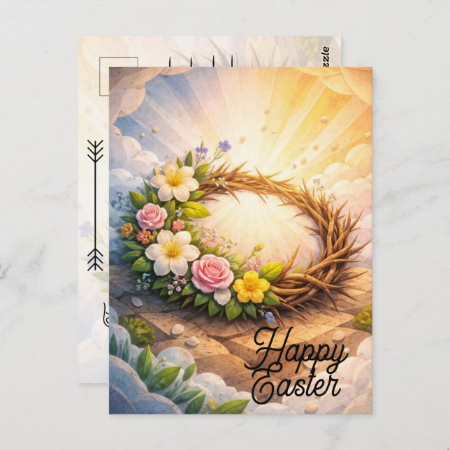 Cartão Postal Editable Crown of Thorns Easter Postcard (Frente/Verso)