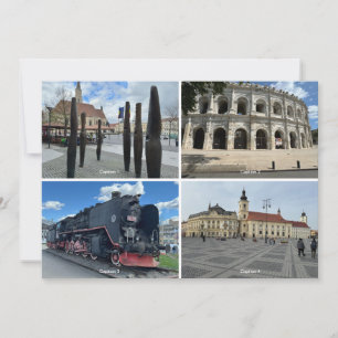 Cartão postal editável com legendas para 4 fotogra