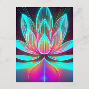 Cartão Postal EDM Neon Laser Lights Lotus Flor despertando