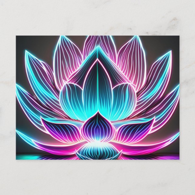Cartão Postal EDM Neon Laser Lights Lotus Flor Iluminismo (Frente)
