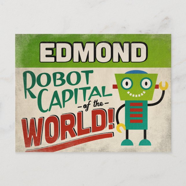 Cartão Postal Edmond Oklahoma Robot - Funny Vintage (Frente)
