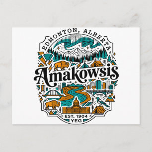 Cartão Postal Edmonton Alberta Vale do Rio Bison Paisagem Ilustr