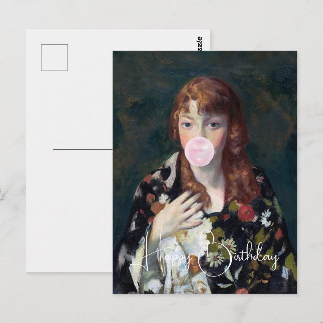 Cartão Postal Edna soprando um balão de aniversário feliz (Frente/Verso)