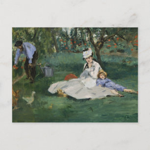 Cartão Postal Edouard Manet - A família Monet em seu jardim