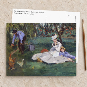 Cartão Postal Edouard Manet - A família Monet em seu jardim