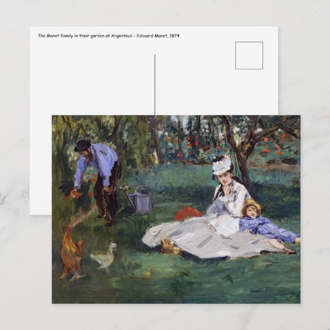 Cartão Postal Edouard Manet - A família Monet em seu jardim (Frente/Verso)