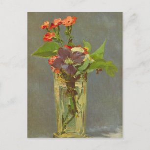 Cartão Postal Edouard Manet - Cravos e Clematis em um Cristo