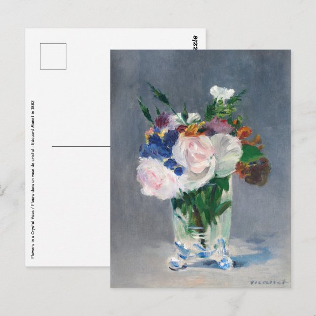 Cartão Postal Edouard Manet - Flores num Vaso Cristal (Frente/Verso)