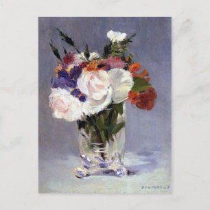 Cartão Postal Edouard Manet Flowers em um Vaso Cristal
