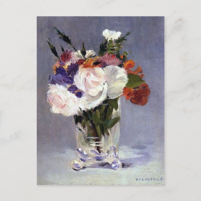 Cartão Postal Edouard Manet Flowers em um Vaso Cristal (Frente)