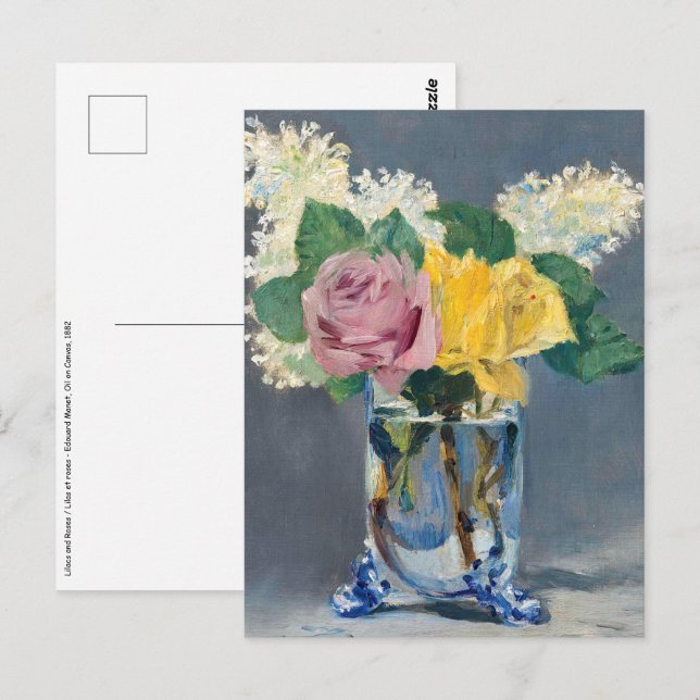 Cartão Postal Edouard Manet - Lilases e Rosas (Frente/Verso)