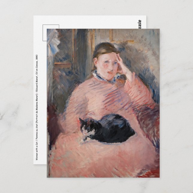 Cartão Postal Edouard Manet - Mulher com gato (Frente/Verso)