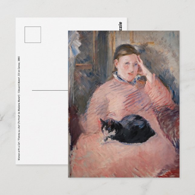 Cartão Postal Edouard Manet - Mulher com um Gato (Frente/Verso)