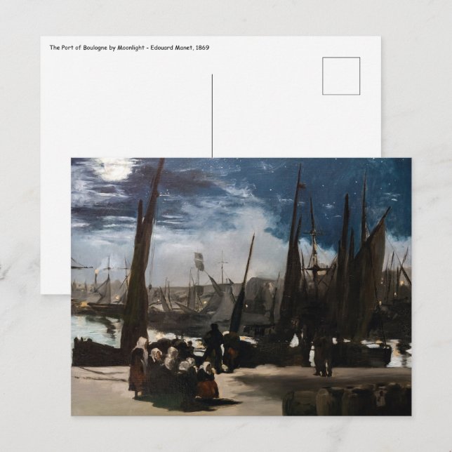 Cartão Postal Edouard Manet - O Porto de Boulogne por Moonlight (Frente/Verso)