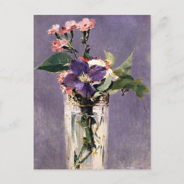 Cartão Postal Edouard Manet - Pinks e Clematis, (Frente)