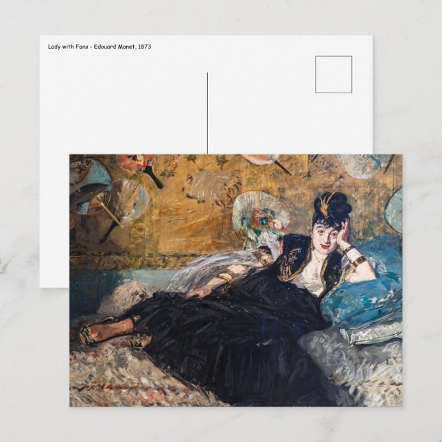 Cartão Postal Edouard Manet - Senhora com ventiladores (Frente/Verso)