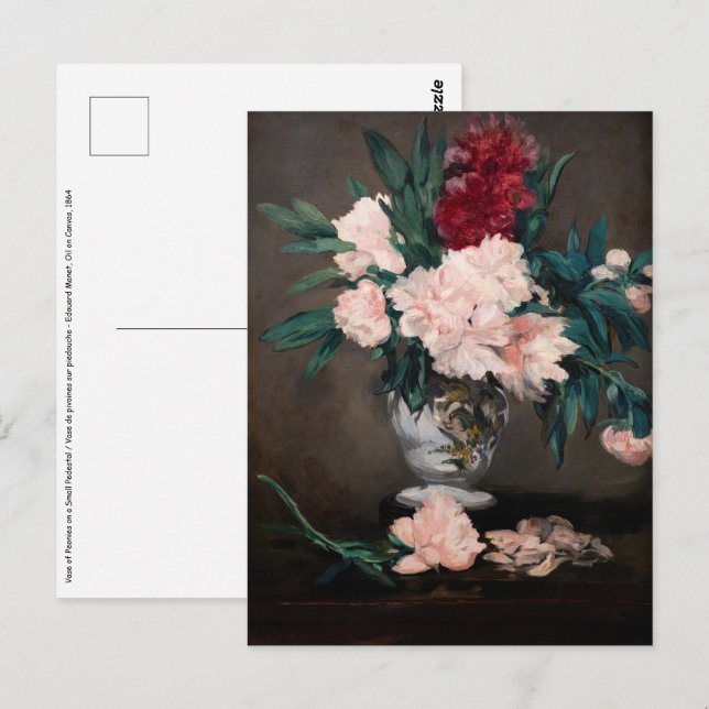 Cartão Postal Edouard Manet - Vaso de Peônias em um Pequeno (Frente/Verso)