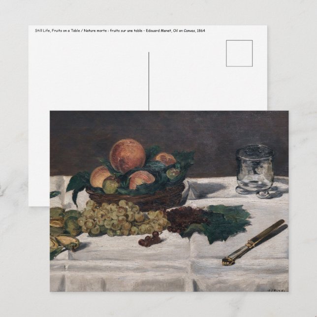 Cartão Postal Edouard Manet - Vida estática, Frutas em uma Mesa (Frente/Verso)