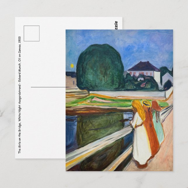 Cartão Postal Edvard Munch - As Meninas na Ponte Noite Branca (Frente/Verso)