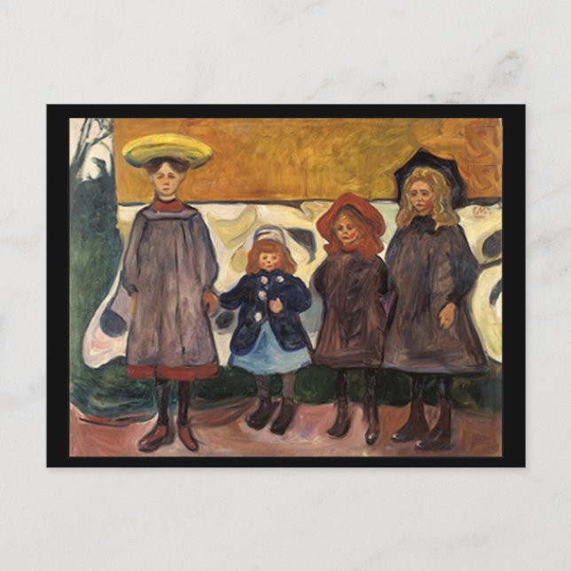 Cartão Postal Edvard Munch, Meninas em Asgardstrand, Pintura (Frente)