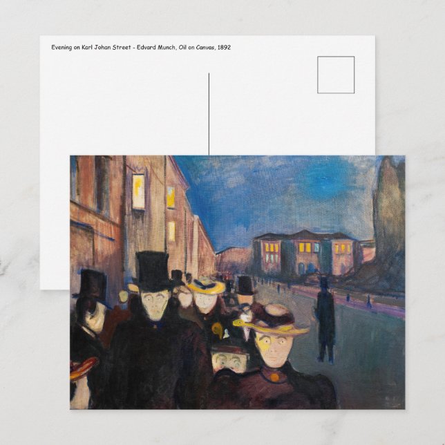 Cartão Postal Edvard Munch - Noite em Karl Johan Street (Frente/Verso)
