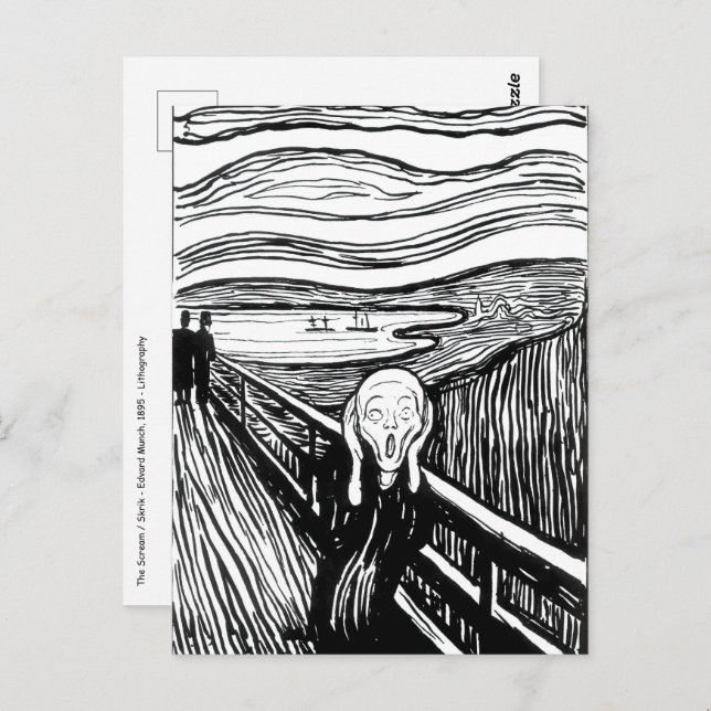 Cartão Postal Edvard Munch - O Grito Litografia (Frente/Verso)