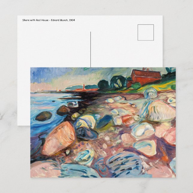 Cartão Postal Edvard Munch - Shore com Casa Vermelha (Frente/Verso)