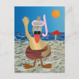 Cartão Postal Eend op vakantie tropisch zon zee strand vrolijk