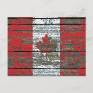 Cartão Postal Efeito da Bandeira Canadense em Tábuas de Madeira