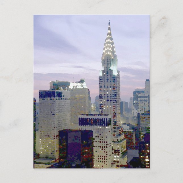 Cartão Postal Efeito de Tinta Petrolífera de pop Art Nova Iorque (Frente)