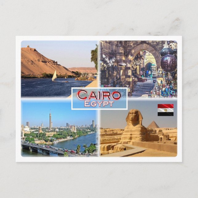 Cartão Postal EG Cairo - Rio Nilo - Khan el Khalili - (Frente)