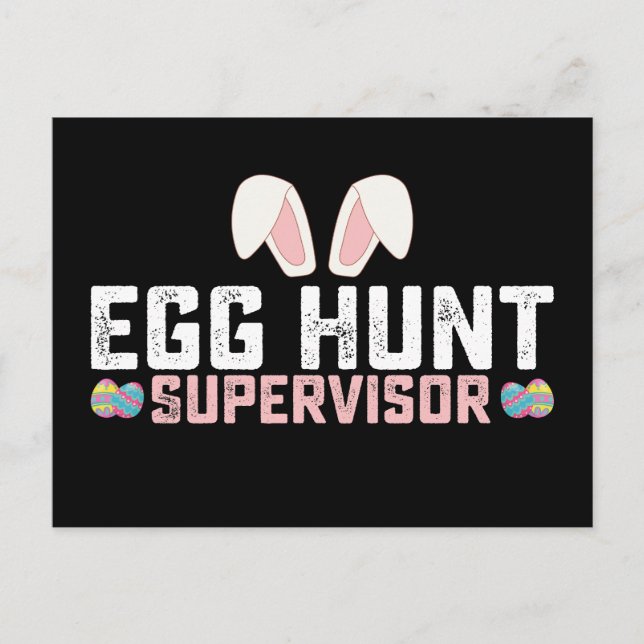 Cartão Postal Egg Hunt Supervisor Engraçado Coelho da Páscoa (Frente)