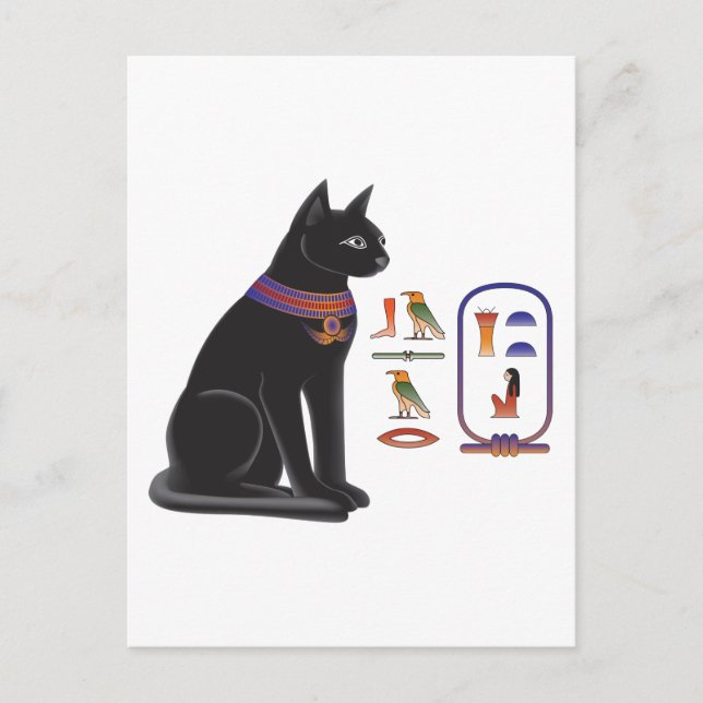 Cartão Postal Egípcio Deusa Gato Bastet (Frente)