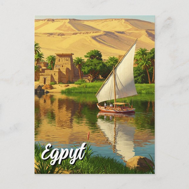 Cartão Postal Egito Nile Felucca (Frente)