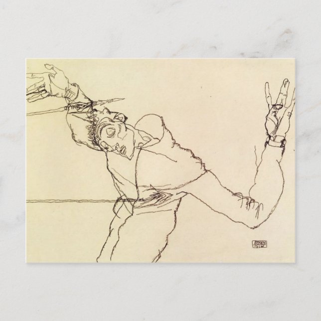 Cartão Postal Egon Schiele - Autorretrato como Rua. Sebastian. (Frente)