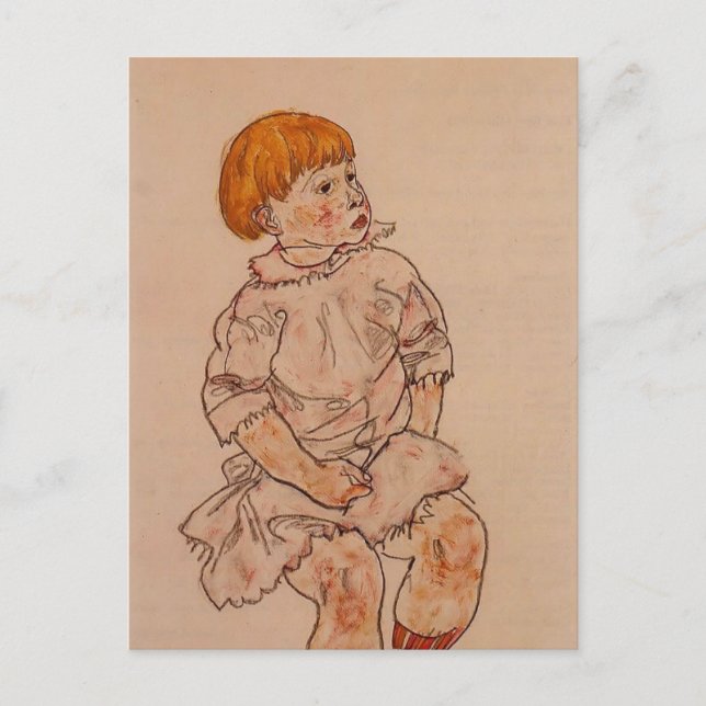 Cartão Postal Egon Schiele - Criança Sentada (Frente)