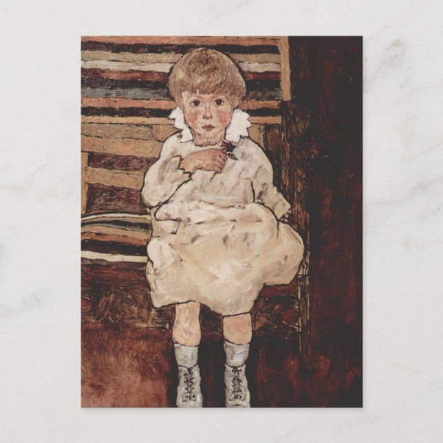 Cartão Postal Egon Schiele - Criança sentada (Frente)