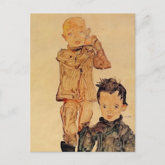 Cartão Postal Egon Schiele - Dois Meninos (Frente)