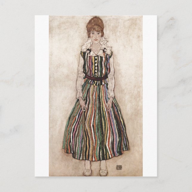 Cartão Postal Egon Schiele - Edith Schiele em vestiário estilhaç (Frente)