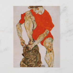Cartão Postal Egon Schiele-Female Model in Red Jaqueta & Pants