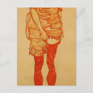 Cartão Postal Egon Schiele - Mulher de Pé em Vermelho