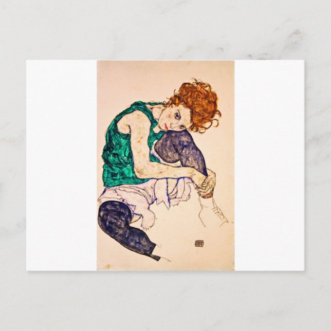 Cartão Postal Egon Schiele - Mulher Sentada Com Pernas Desenhada (Frente)
