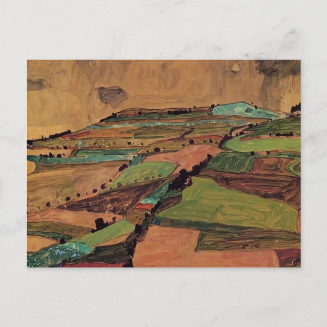 Cartão Postal Egon Schiele - Paisagem de Campo (Frente)