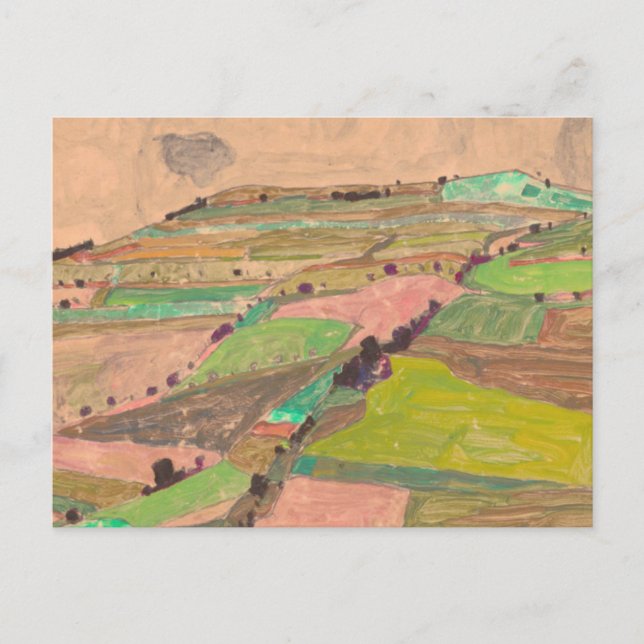 Cartão Postal Egon Schiele - Paisagem de Campo (Frente)