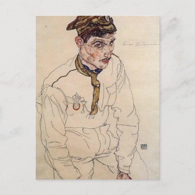 Cartão Postal Egon Schiele - Prisioneiro de Guerra Russo (Frente)