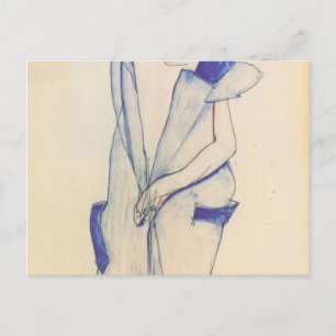 Cartão Postal Egon Schiele - Rapariga De Pé Azul E Verde
